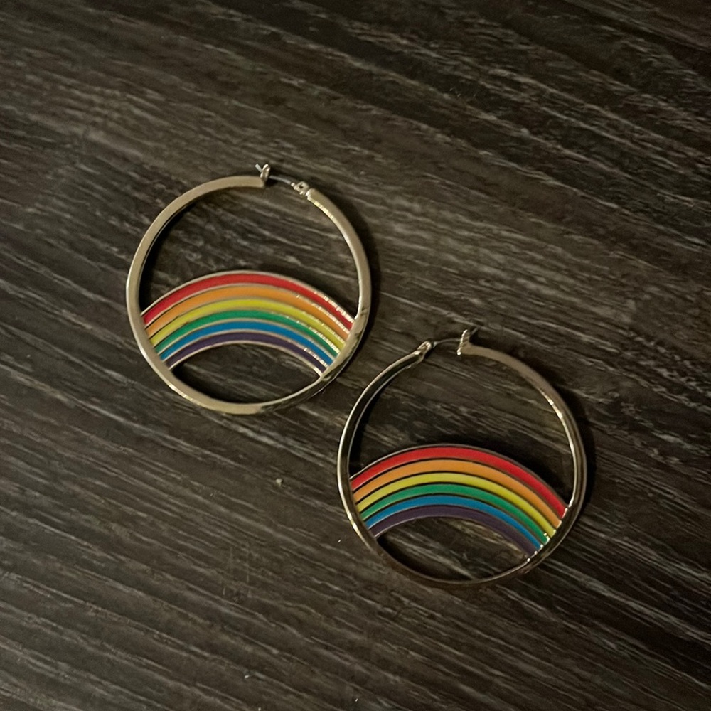 RARE Betsey Johnson Rainbow Hoop Earrings